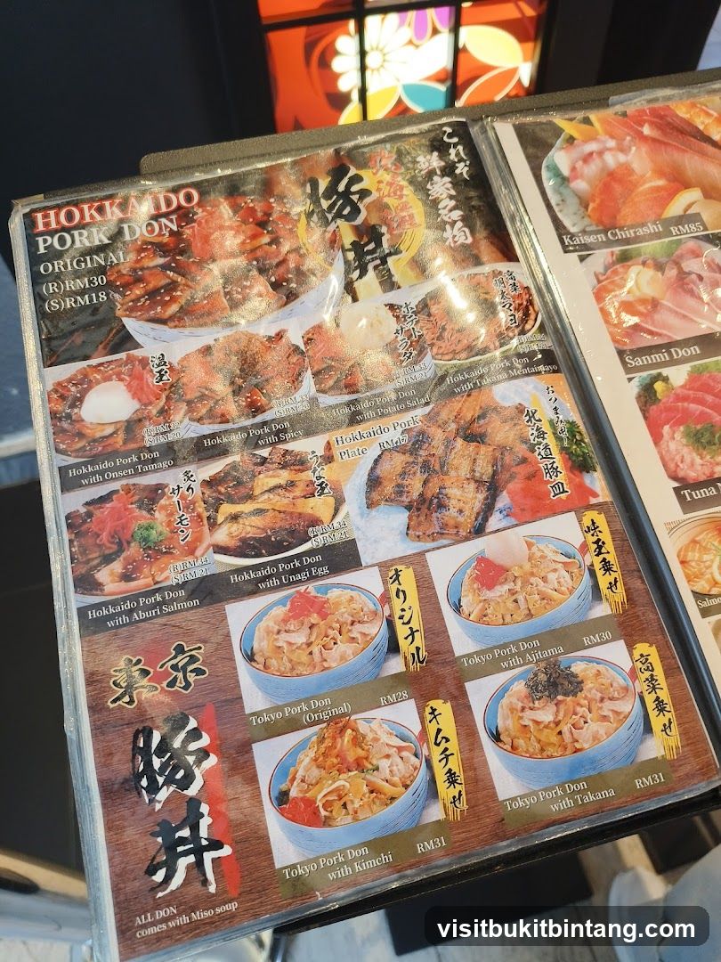 Hokkaido Pork Don Menu