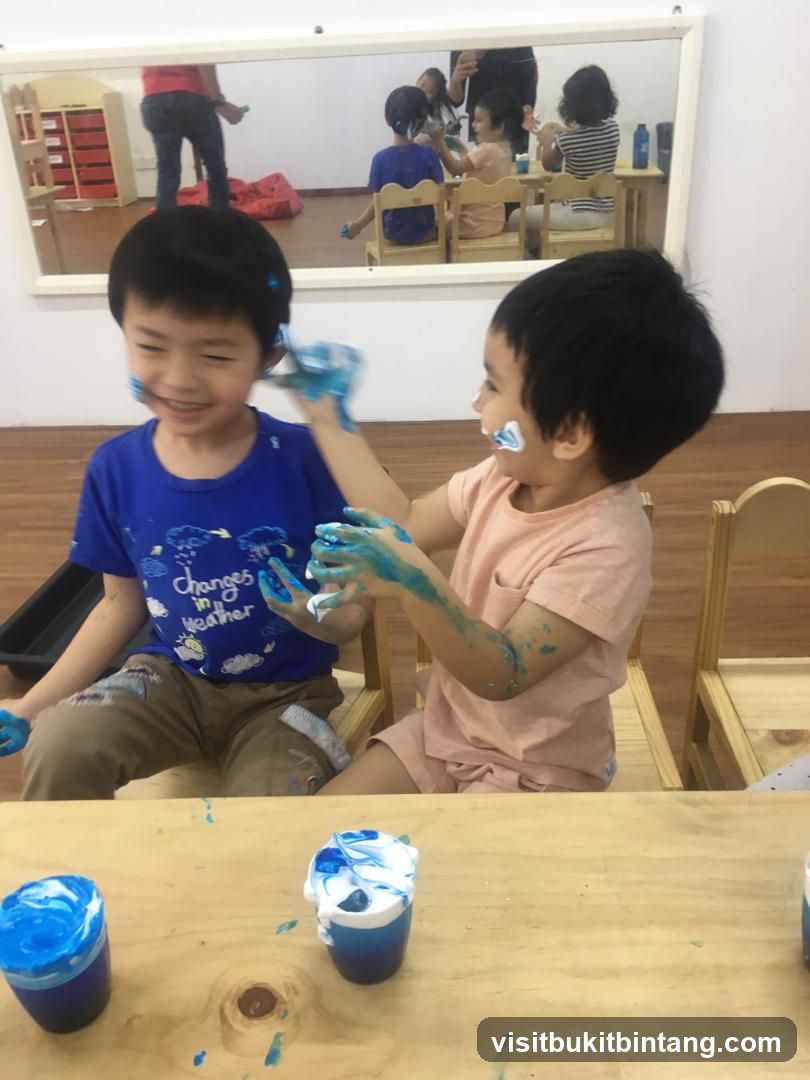 Children playing with paint