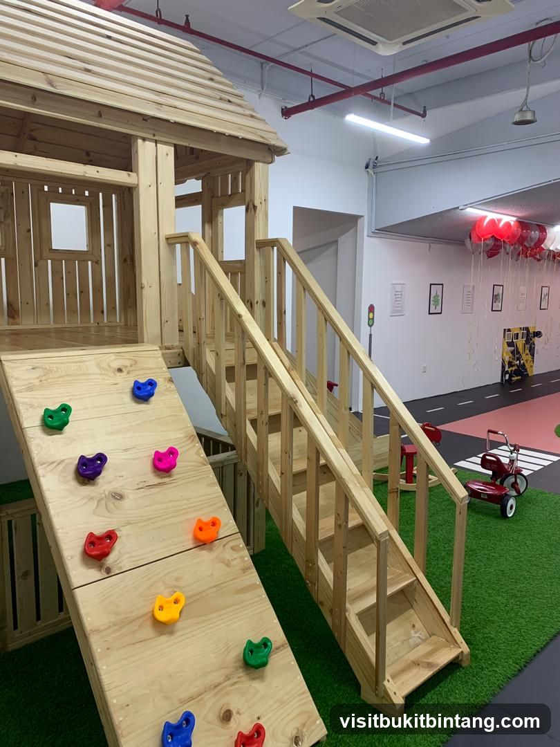 Indoor Playground with Climbing Wall and Slide