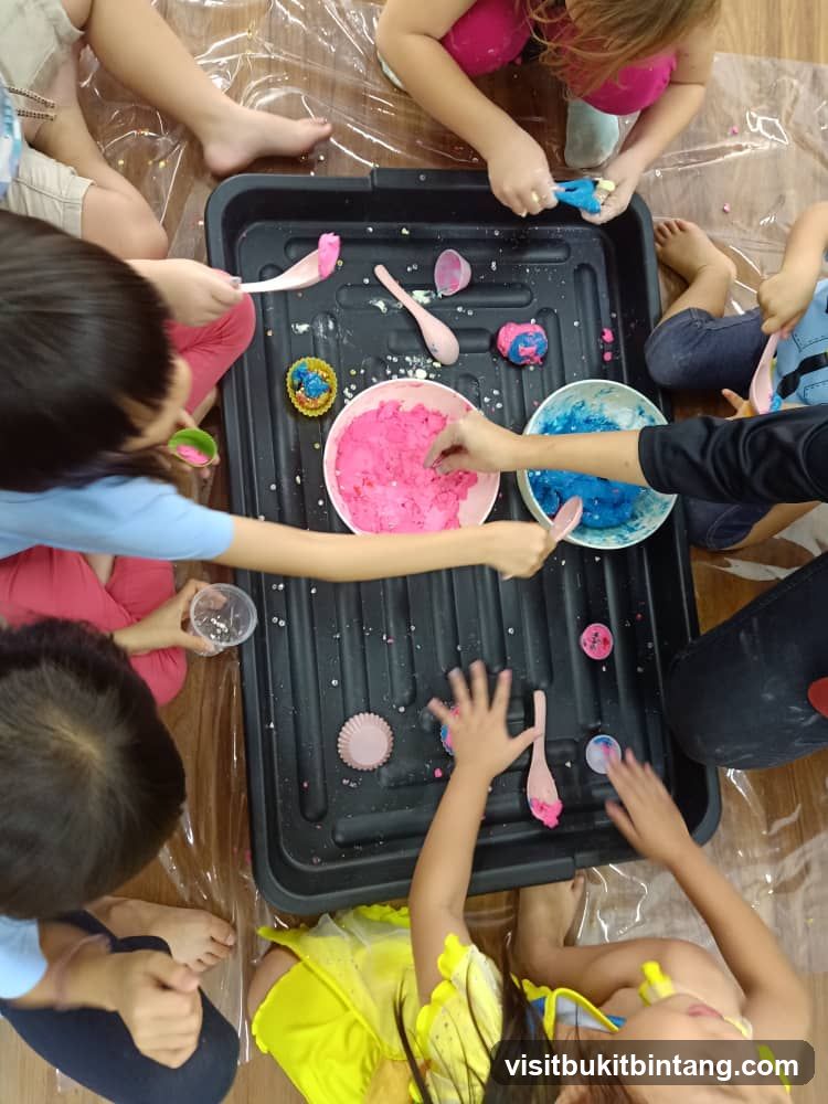 Children playing with sensory dough