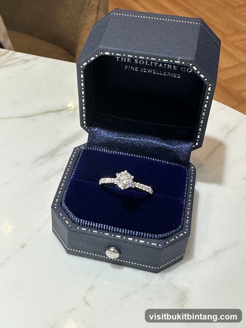 Diamond engagement ring in a jewelry box