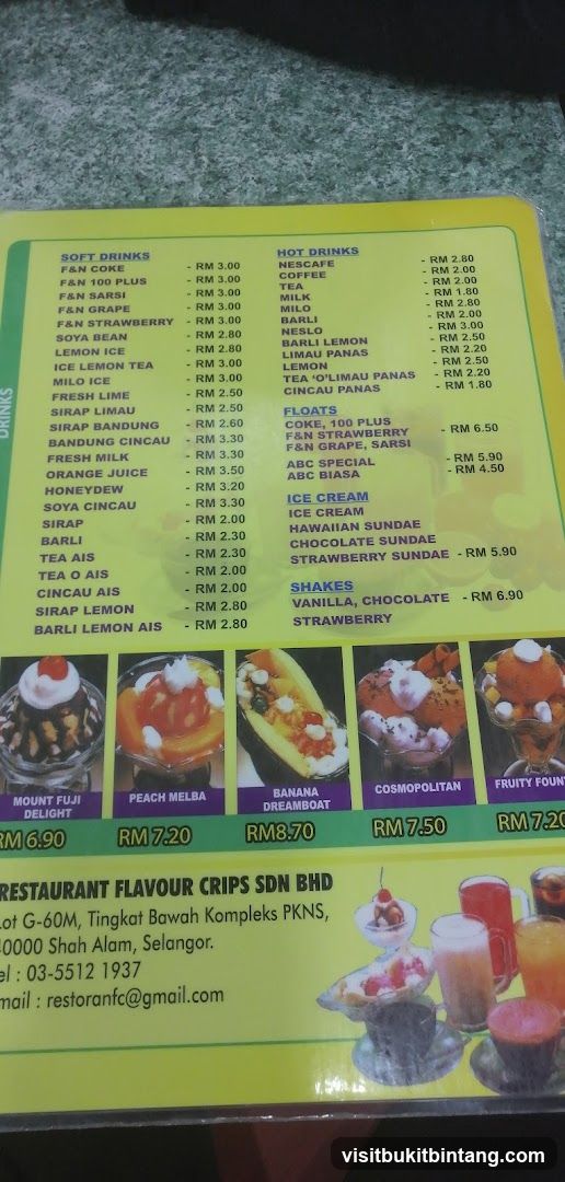 Restaurant Flavour Crisps Sdn Bhd Menu