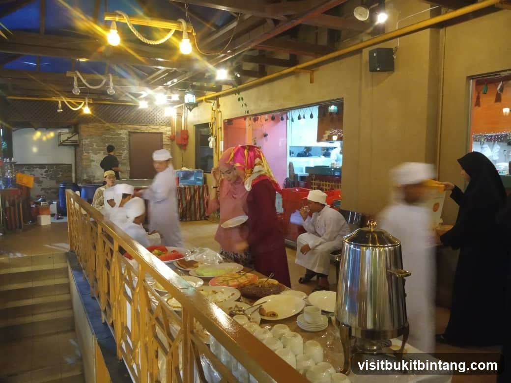 Buffet Spread with People in Traditional Attire