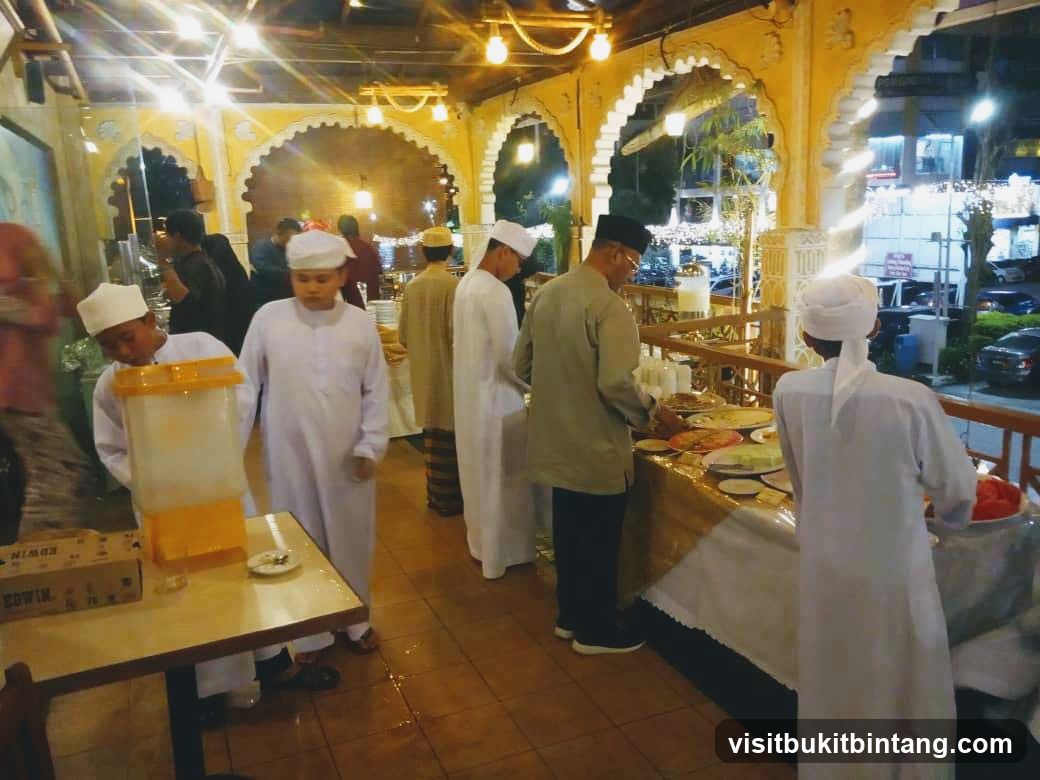 Buffet line with people
