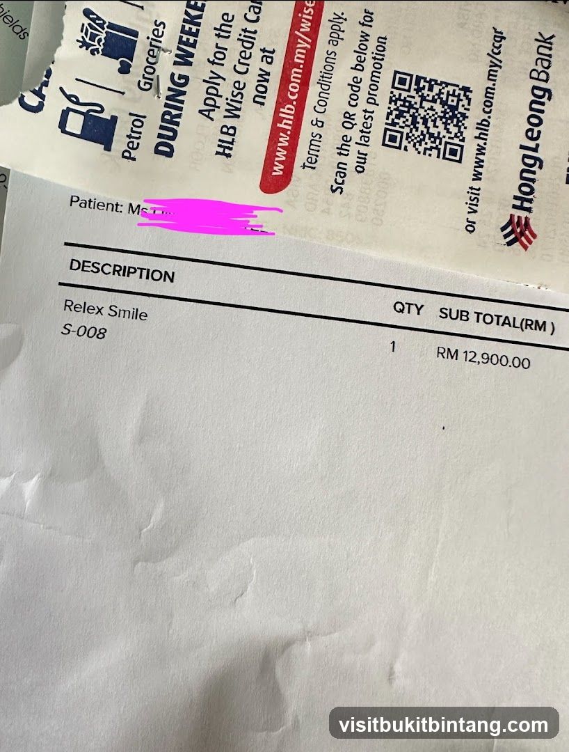 Receipt with Dental Procedure