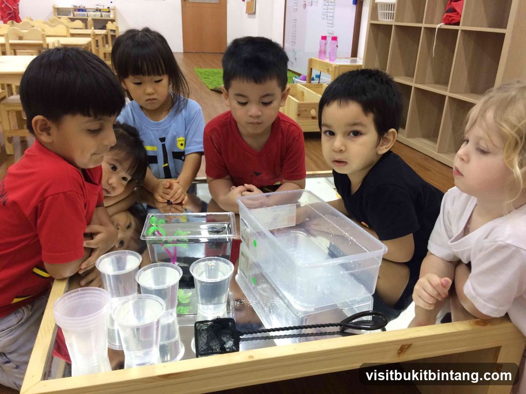 Children observing a science experiment