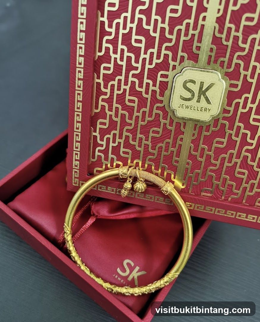 Gold Bangle with SK Jewellery Packaging