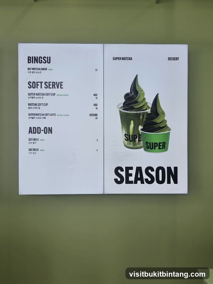 Bingsu & Soft Serve Menu