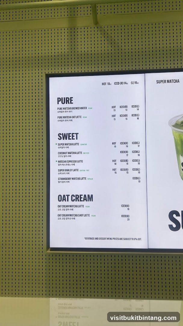 Matcha Menu