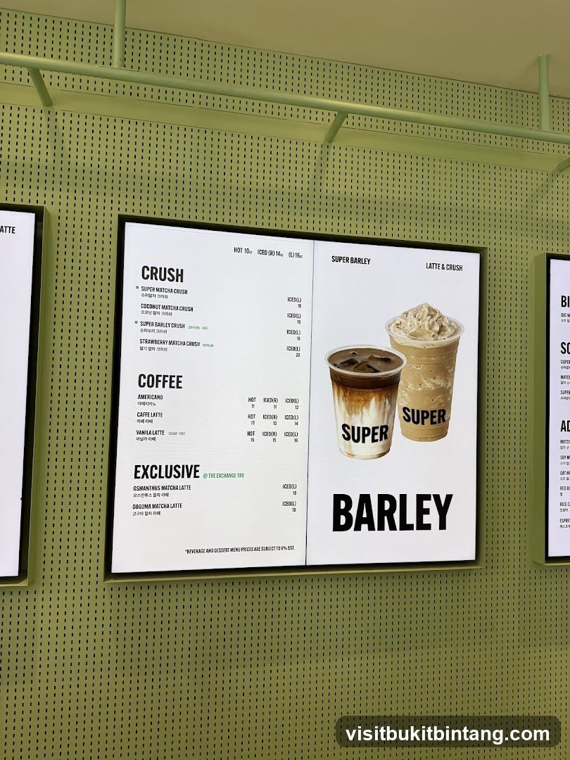 Super Barley Menu