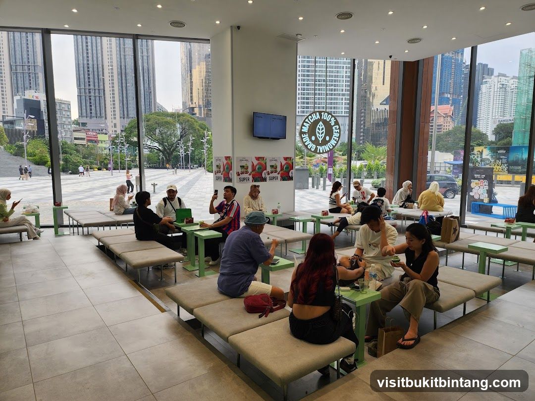People enjoying matcha in a modern cafe