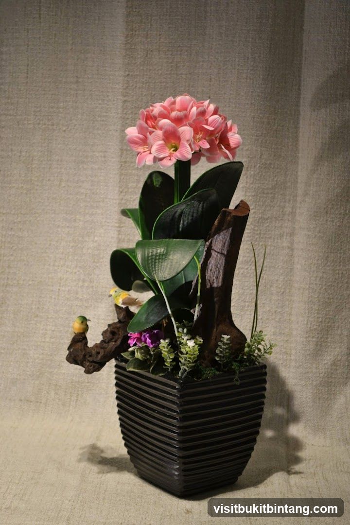 Floral Arrangement in Ribbed Pot