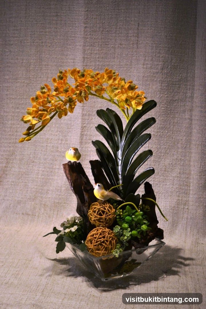 Artificial Flower Arrangement with Birds