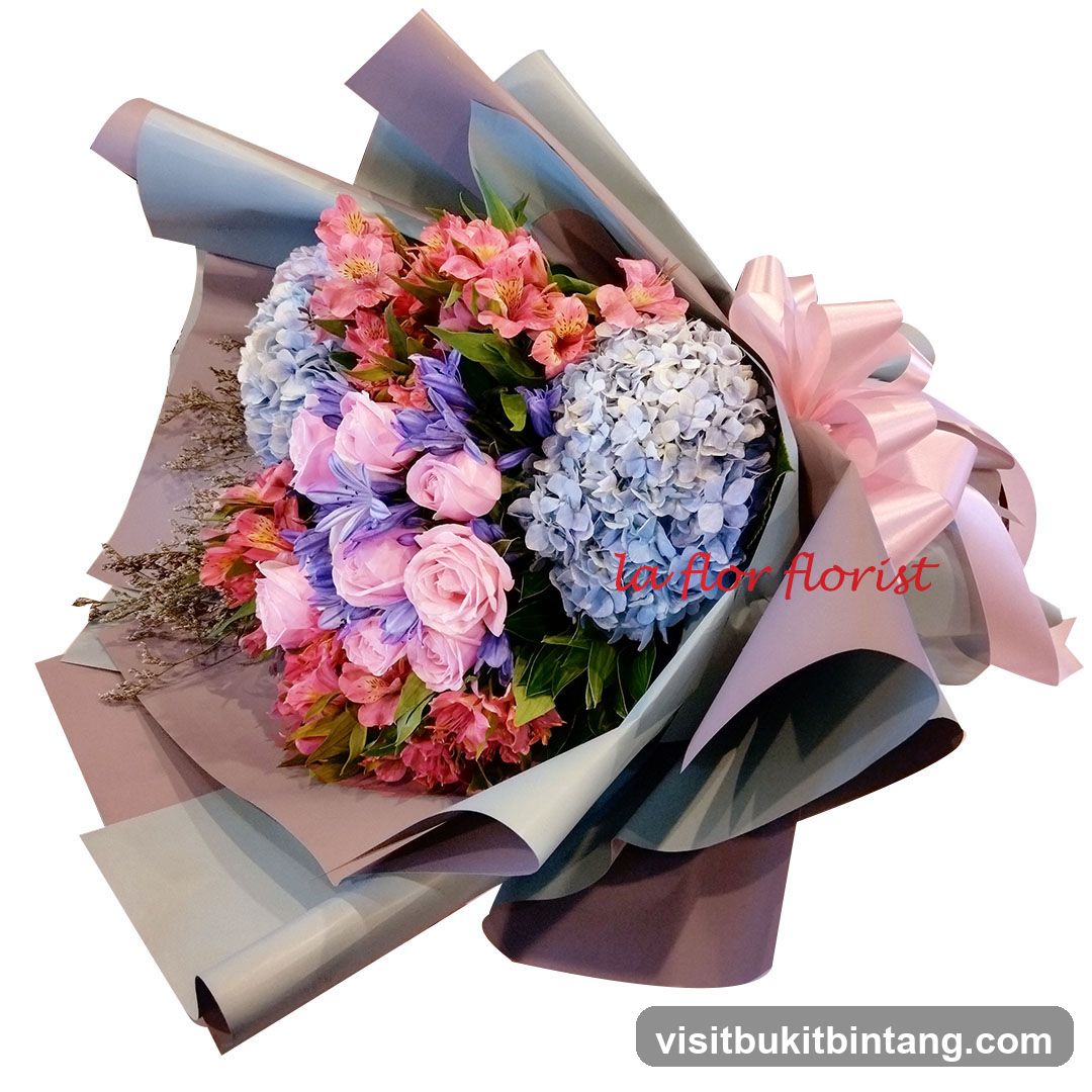 Flower Bouquet with Hydrangeas and Roses