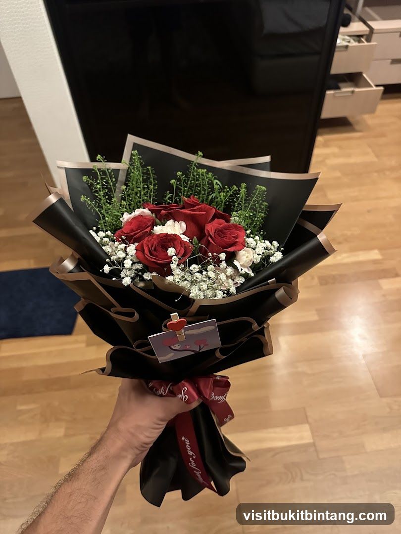 Red Rose Bouquet with Baby's Breath