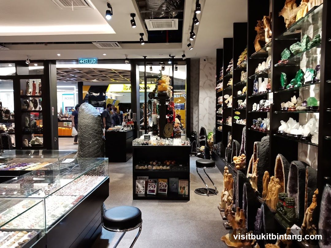 Interior of a shop selling crystals and decorative items