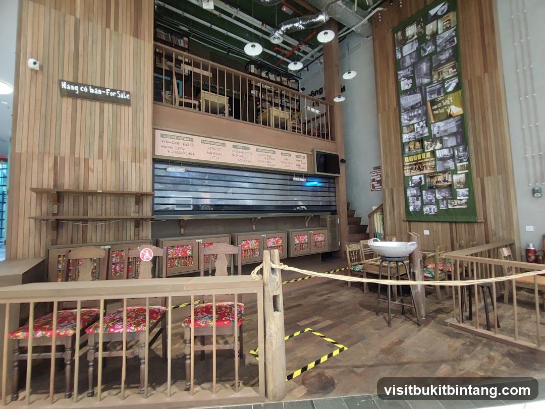 Interior of a cafe with wooden decor