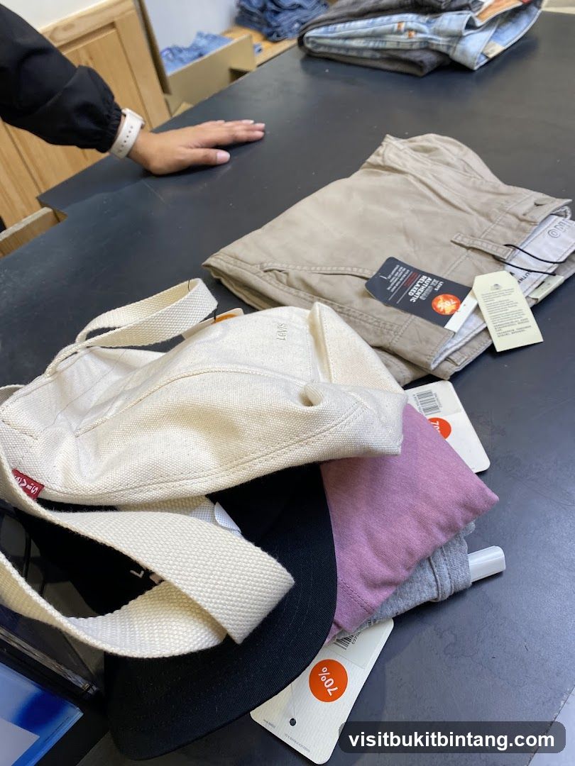 Clothing and Accessories on a Counter