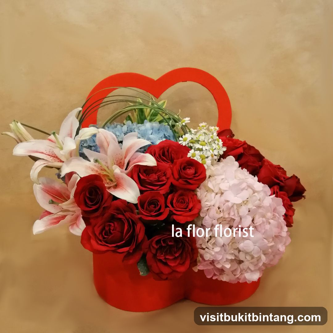 Flower Arrangement in Heart-Shaped Box