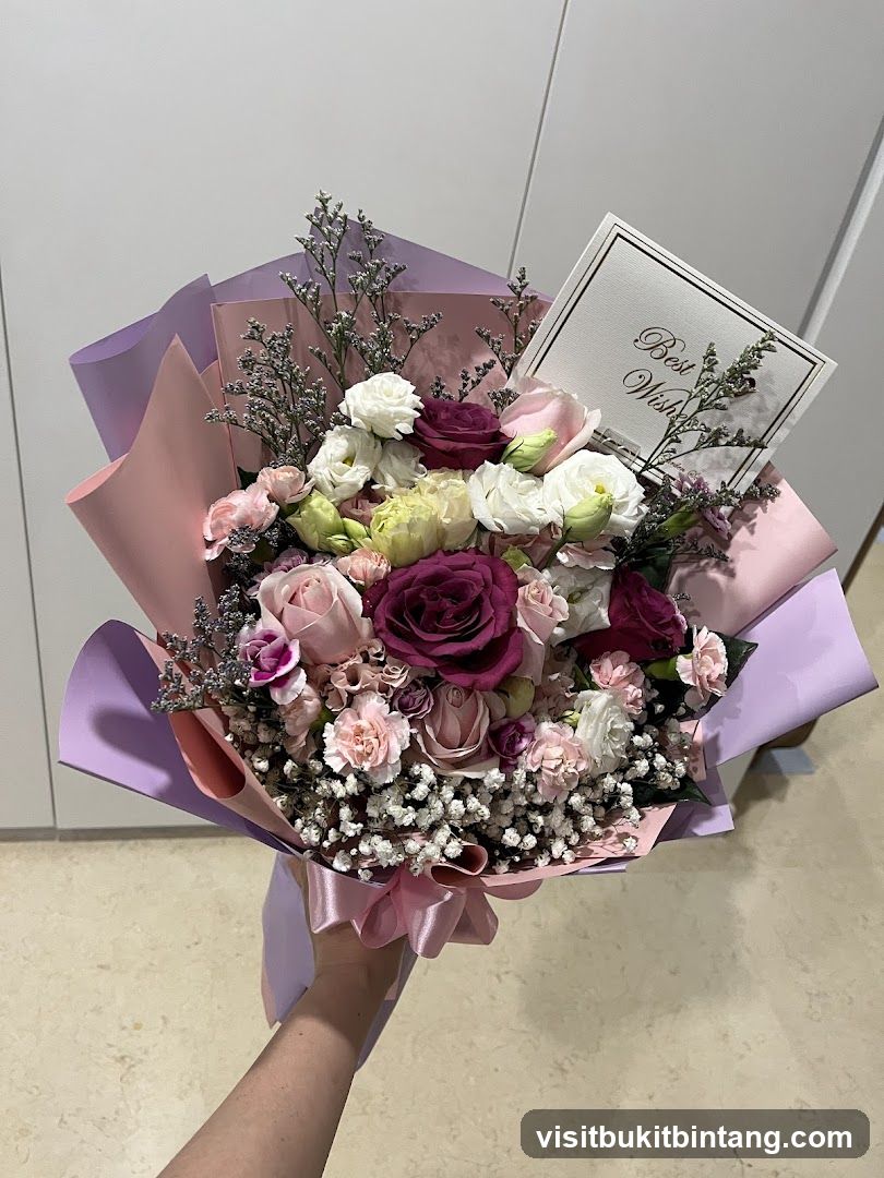 Flower Bouquet with "Best Wishes" Card
