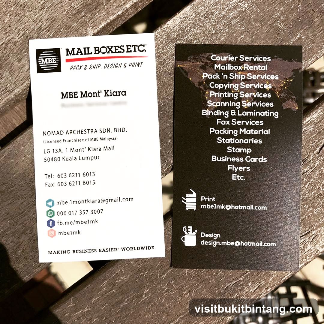MBE Mont' Kiara Business Cards