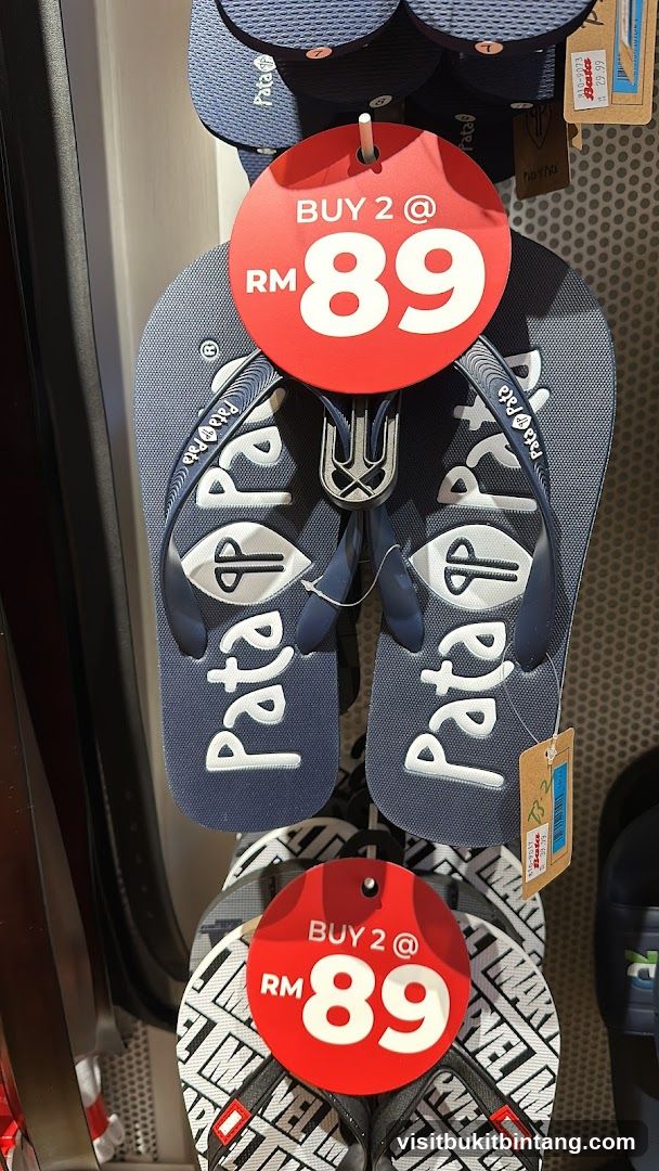Flip-flops on display with promotional tags