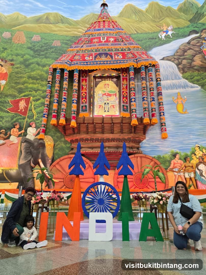 People Posing with INDIA Letters and Mural