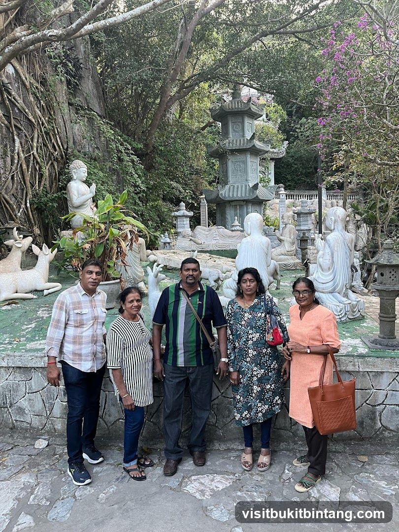 Group Poses in a Temple Garden