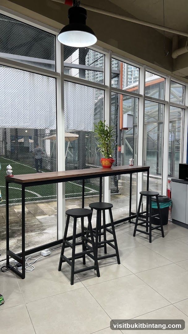 High Table and Stools by Window