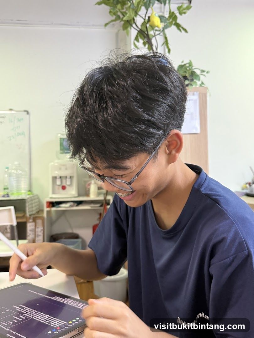 Student using a tablet