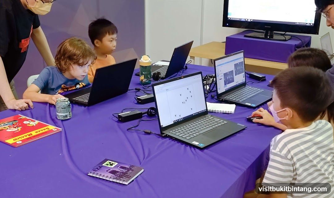 Children learning on laptops