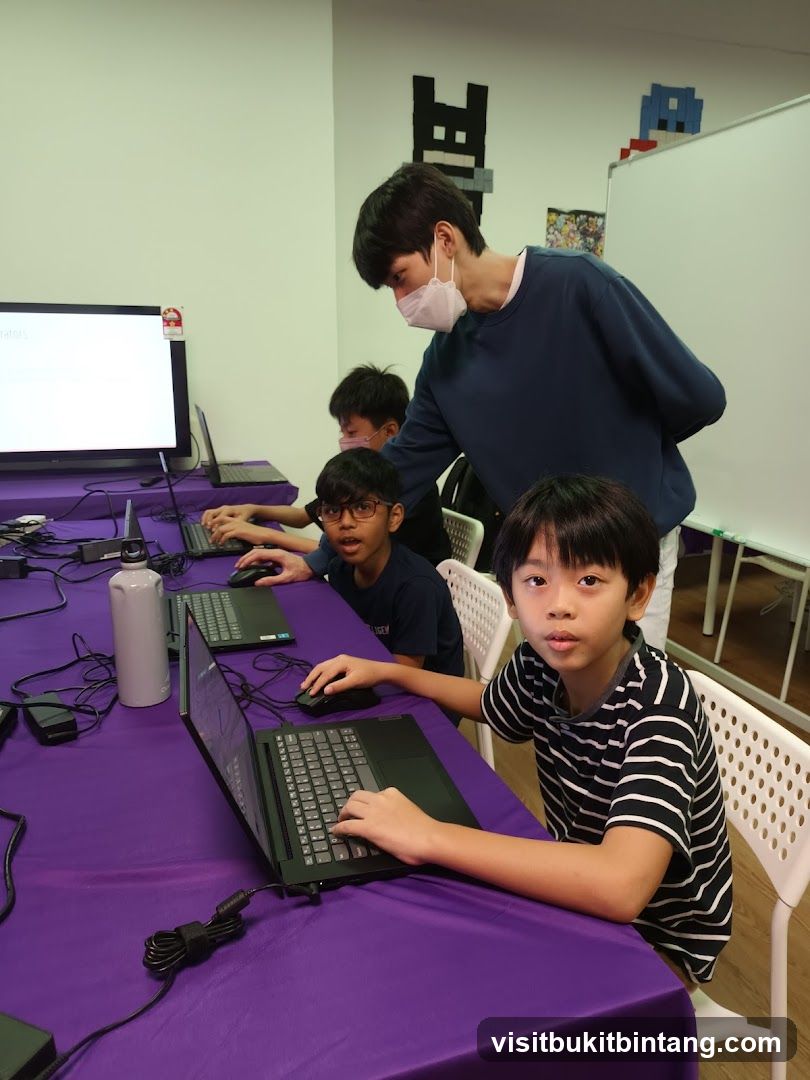 Children learning at computers