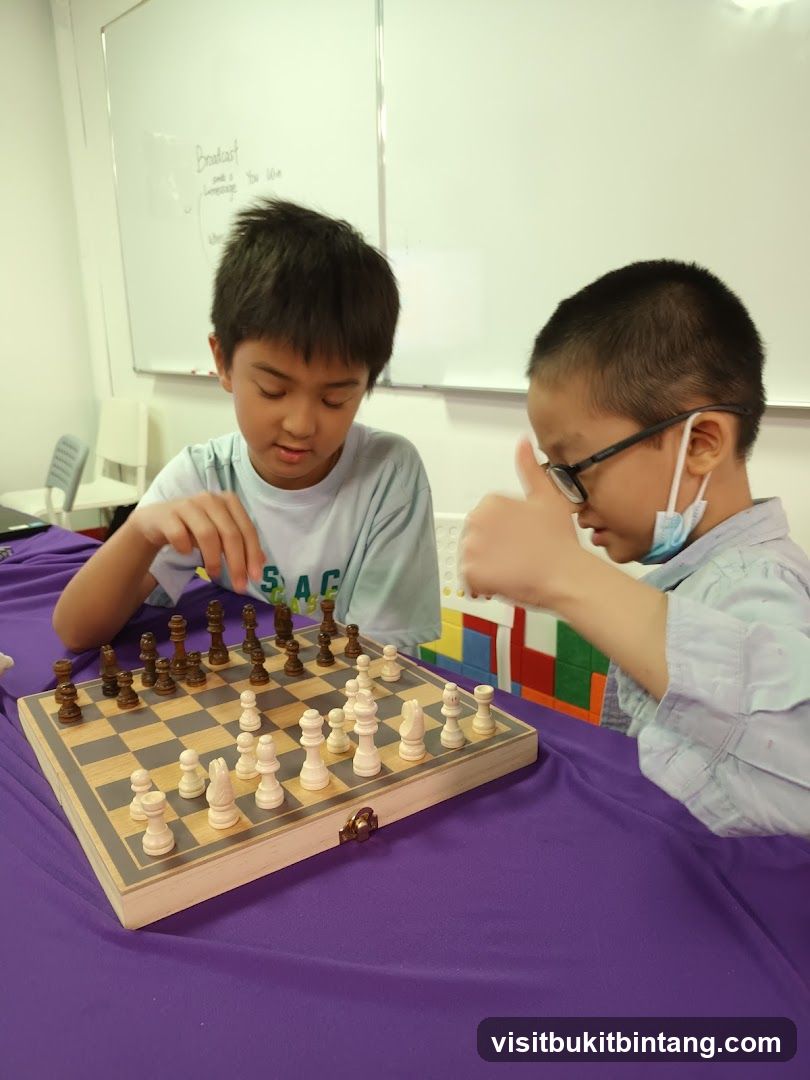Two boys playing chess