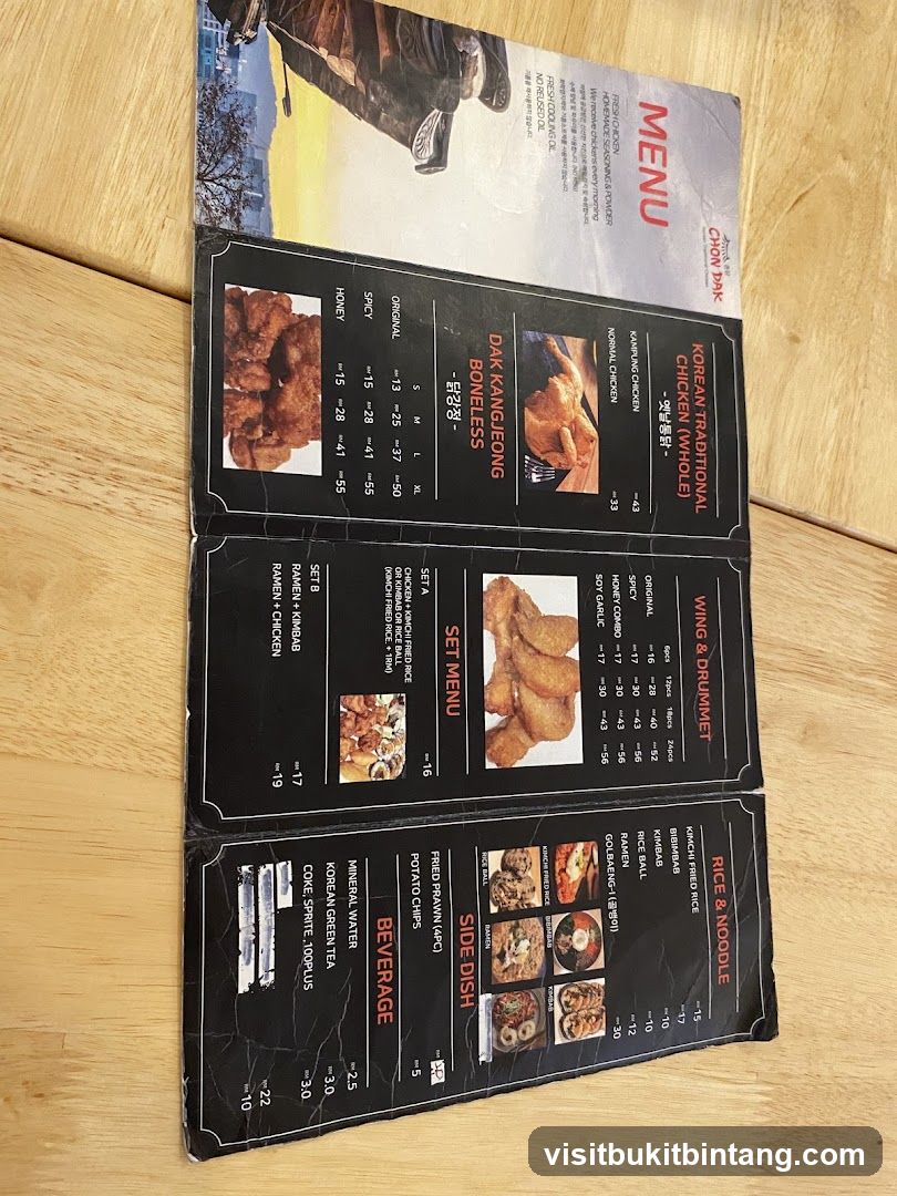 CHON DAK MENU