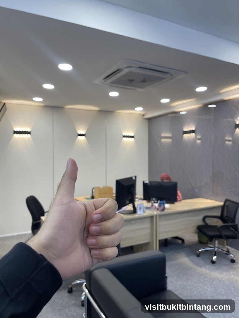 Office Interior with Thumbs Up