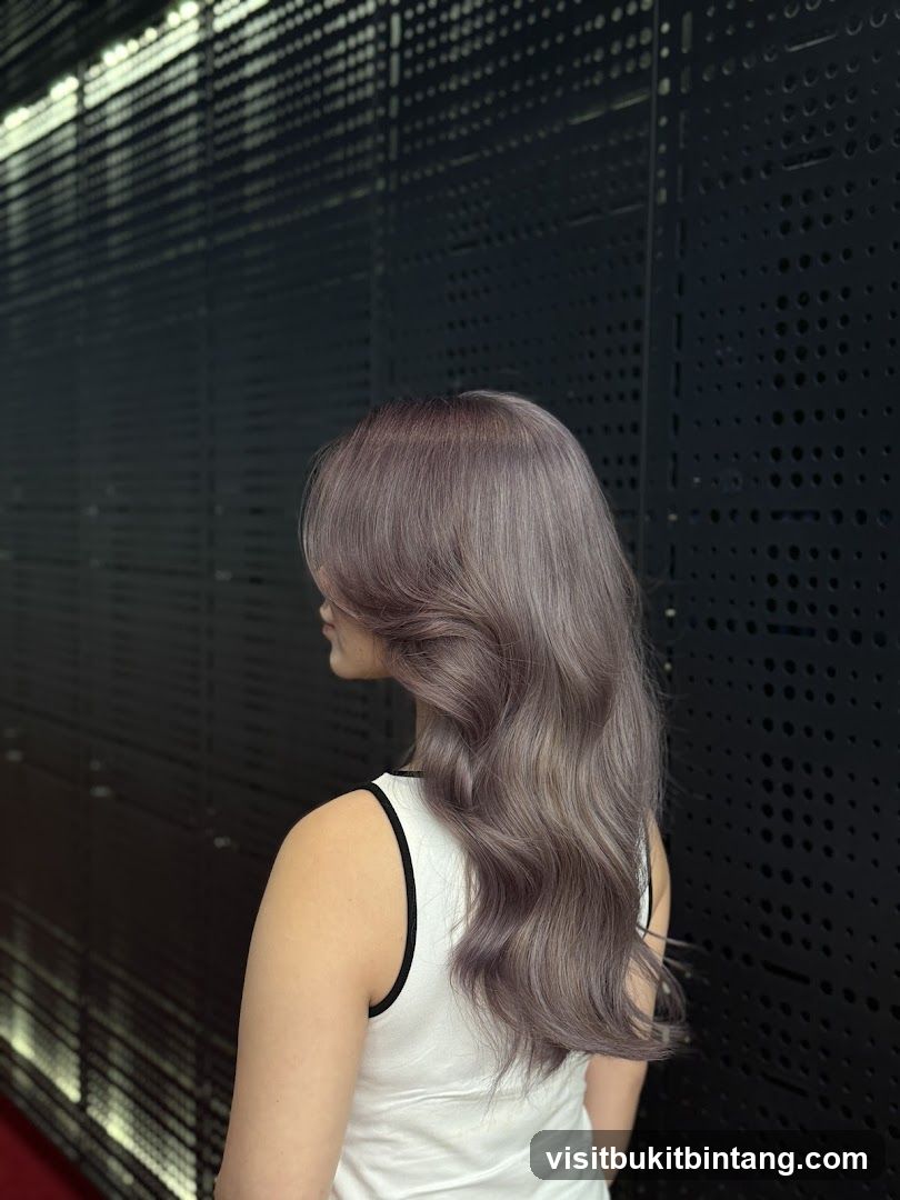 Woman with purple-toned hair