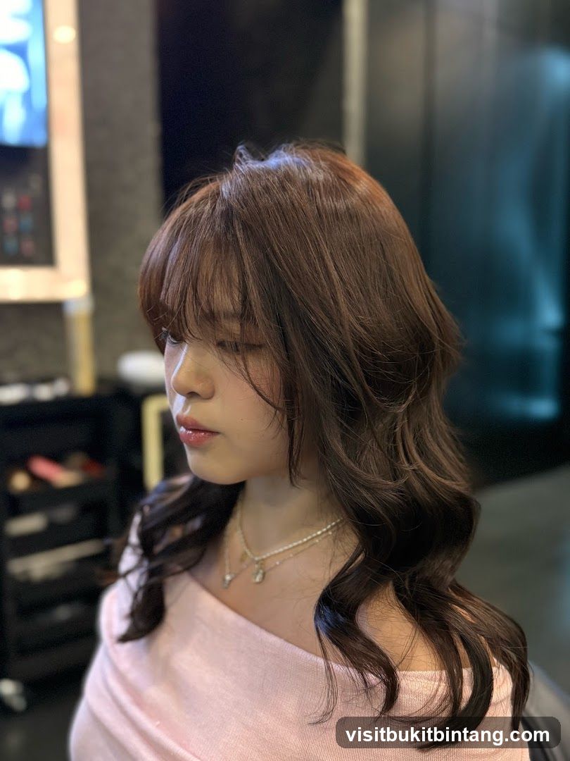 Woman with styled brown hair