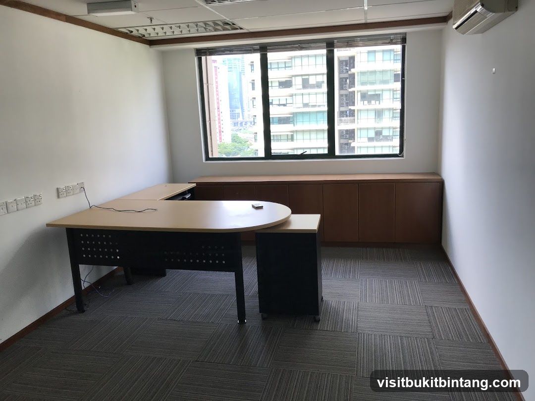 Office Space with Desk and Cabinets