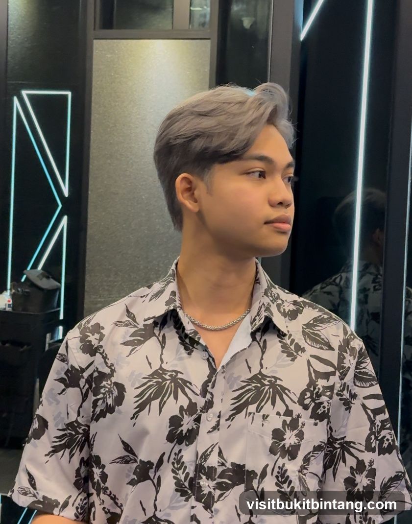 Man with Gray Hair and Floral Shirt