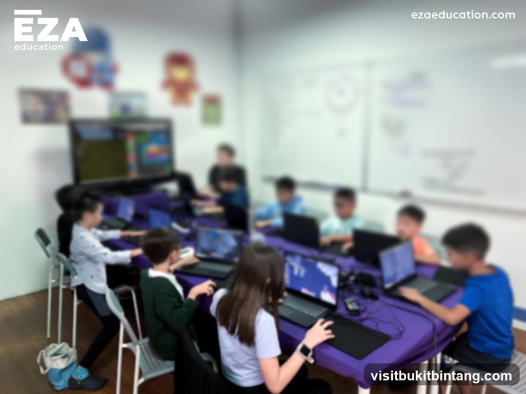 Children learning with computers