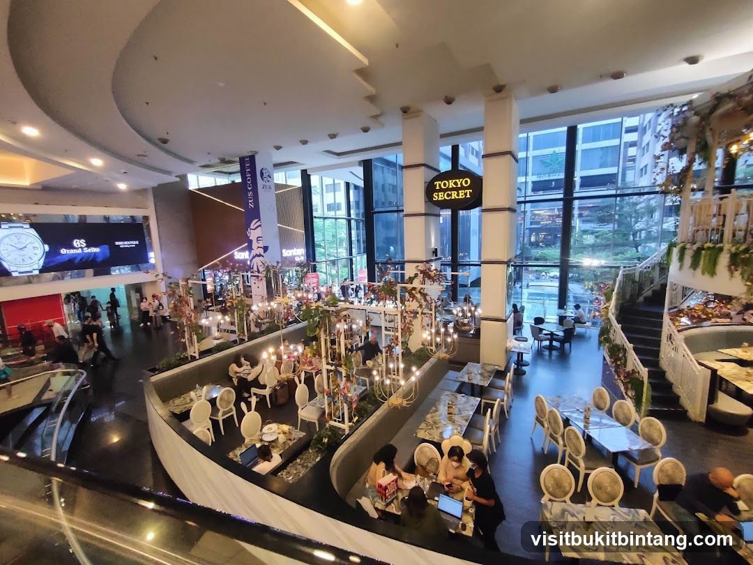 Interior of a cafe with seating areas