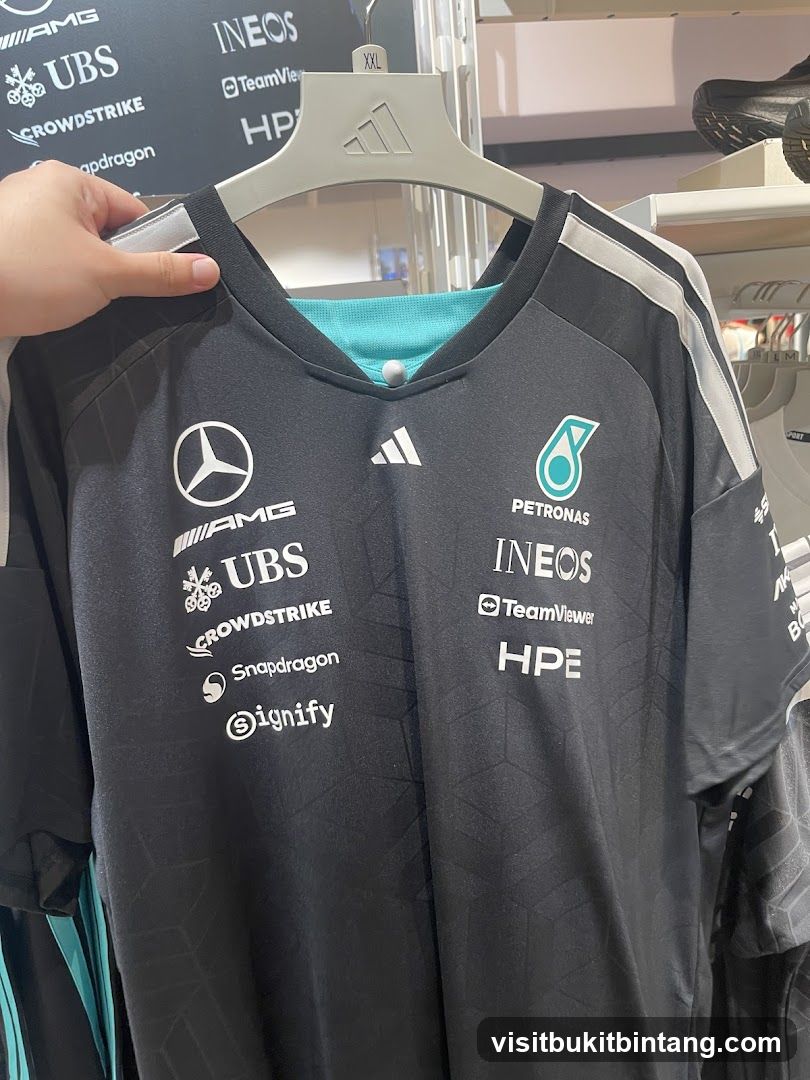 Black T-shirt with sponsor logos