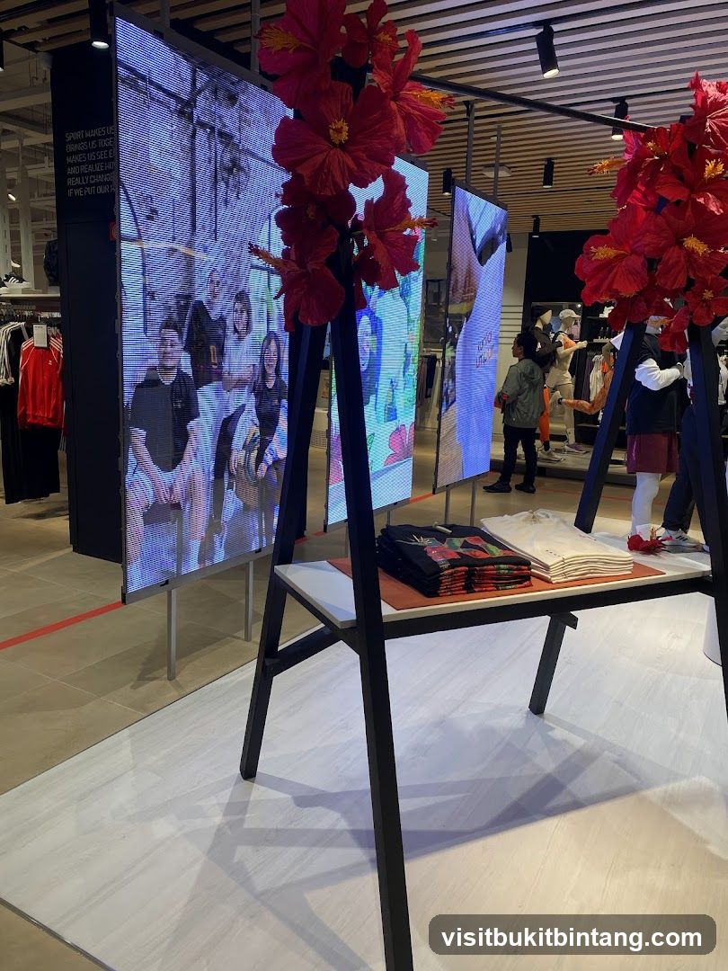 Store Display with Digital Screens and T-shirts