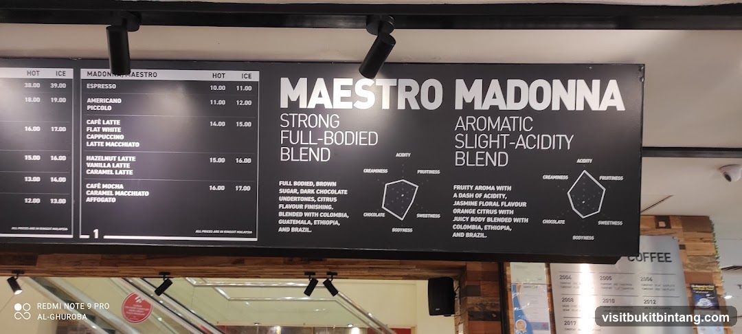 Maestro Madonna Coffee Menu