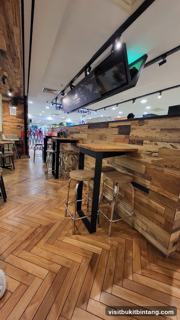 Cafe Interior with High Tables and Stools