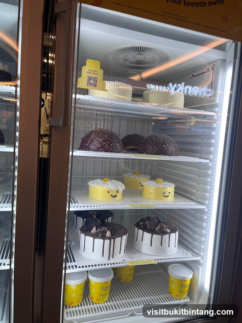 Cakes in a Refrigerator Display