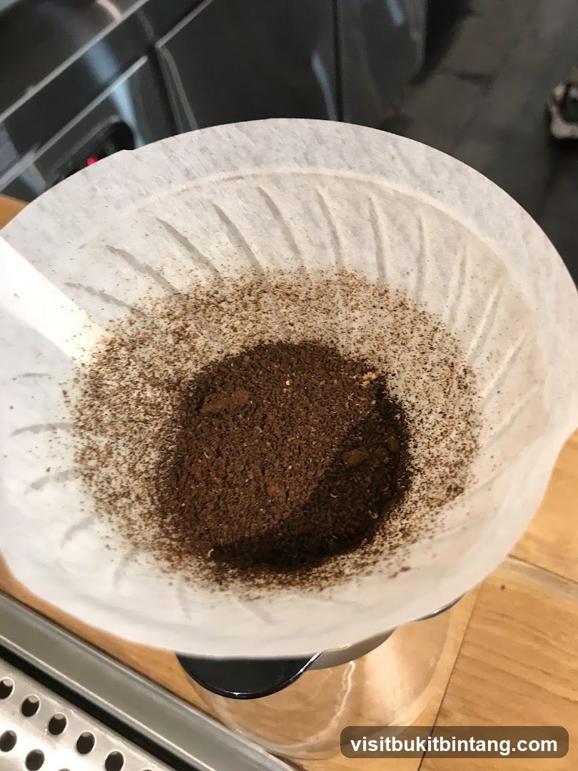 Coffee grounds in a filter