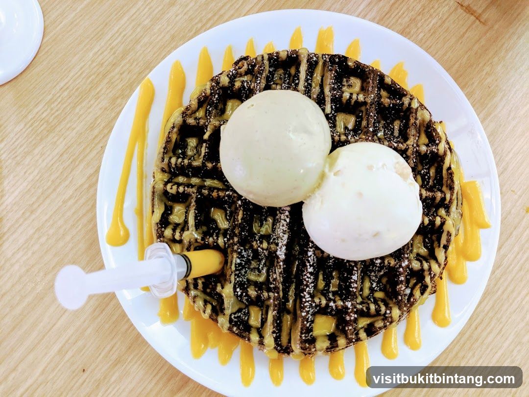Waffle with Ice Cream and Sauce