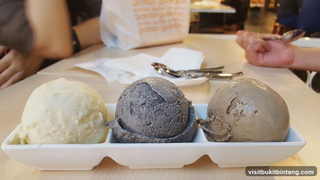 Three scoops of ice cream