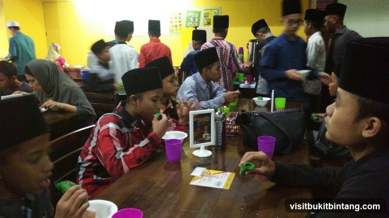 People eating at tables